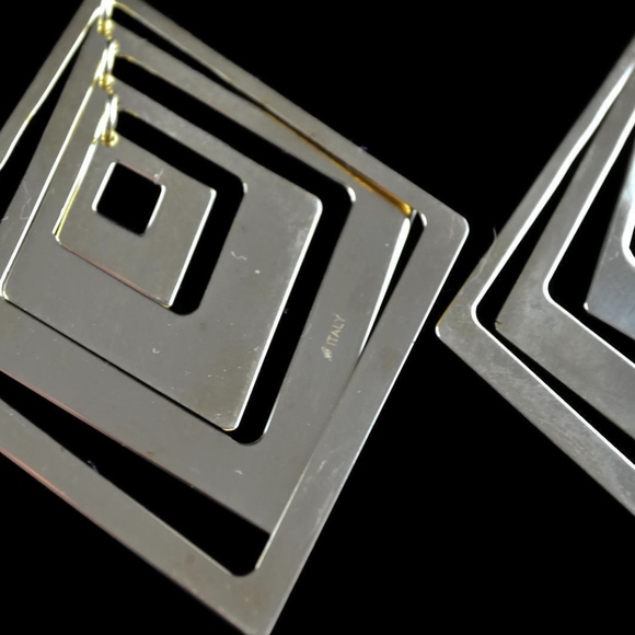 Gold Vermeil Over Sterling Earrings Marked Italy - Picture 2 of 3